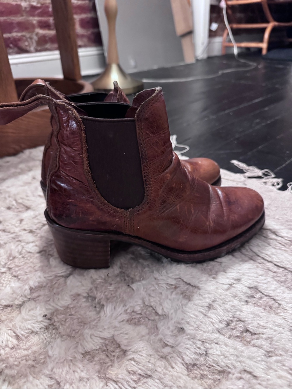 Frye Brown Leather Chelsea Bootie - Picture 5 of 7